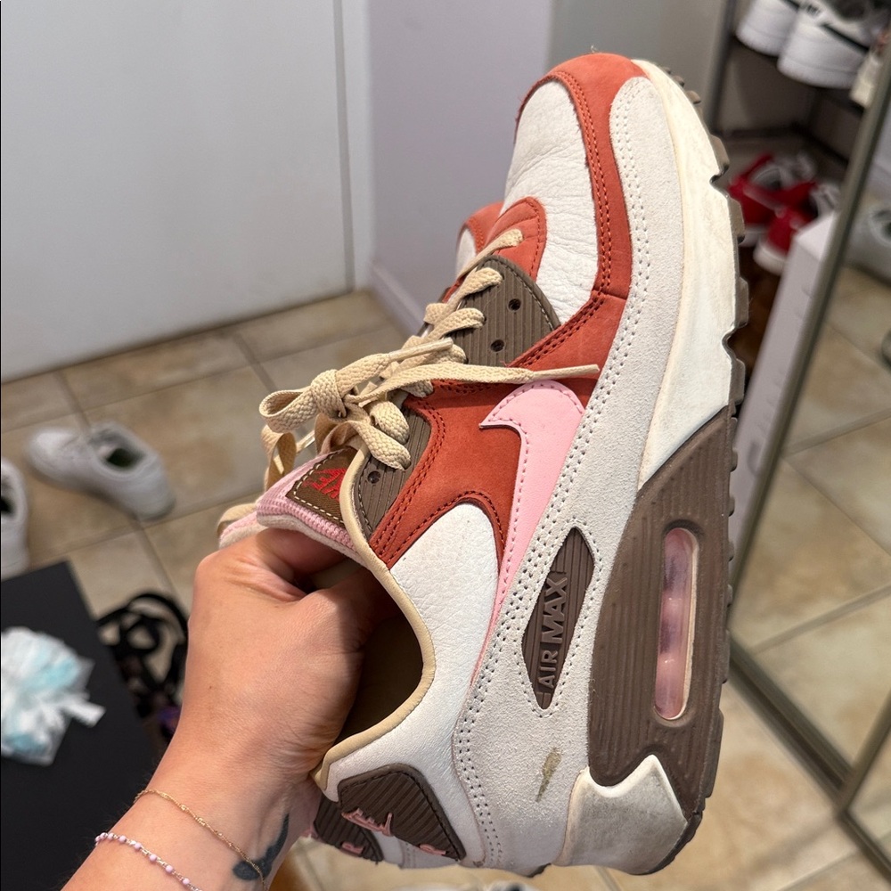 Nike Women's Sneakers - Pink, Brown, and Cream
